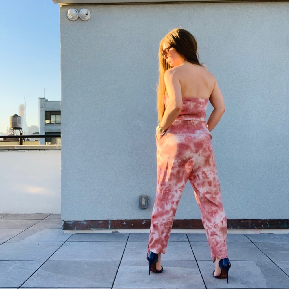 Free People Marble Abstract Cloud Camo Tie Dye Strapless Jumpsuit - Picture 15 of 16